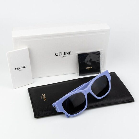 NEW Celine CL40197U 78A MONOCHROMS Shiny Lilac Smoke Unisex Cat Eye Sunglasses - Picture 10 of 11